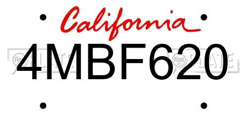 4MBF620 California License Plate