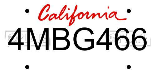 4MBG466 California License Plate