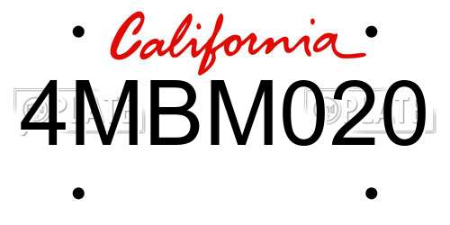 4MBM020 California License Plate
