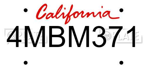 4MBM371 California License Plate