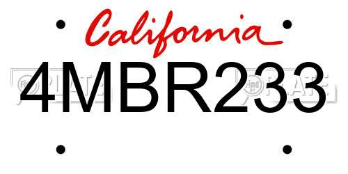 4MBR233 California License Plate