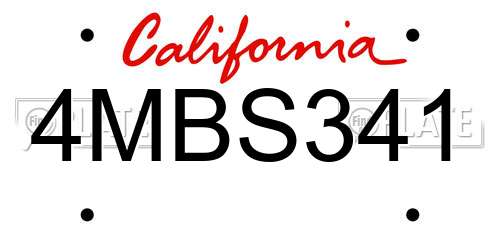 4MBS341 California License Plate
