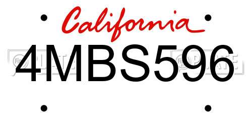 4MBS596 California License Plate