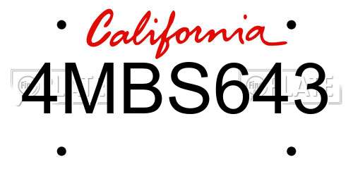4MBS643 California License Plate