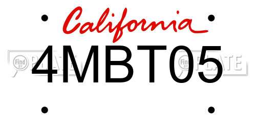 4MBT05 California License Plate