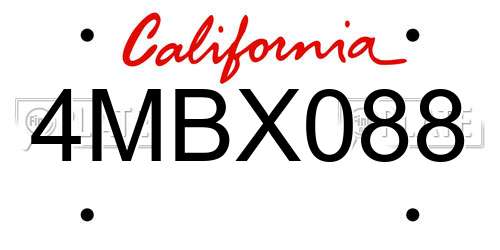 4MBX088 California License Plate