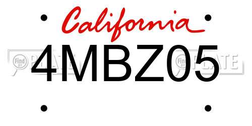 4MBZ05 California License Plate
