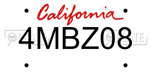 4MBZ08 California License Plate