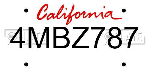4MBZ787 California License Plate