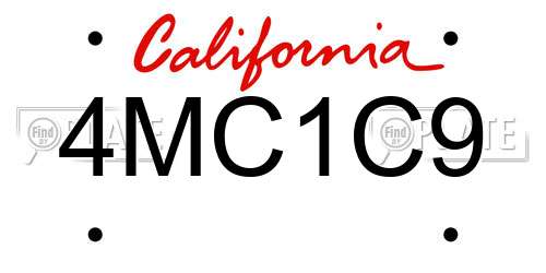 4MC1C9 California License Plate
