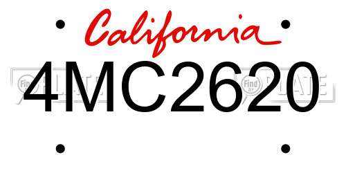 4MC2620 California License Plate