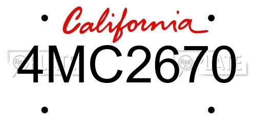 4MC2670 California License Plate