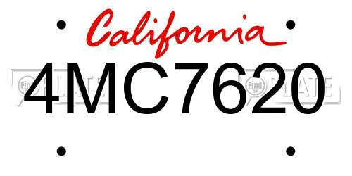 4MC7620 California License Plate