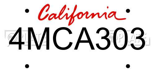 4MCA303 California License Plate