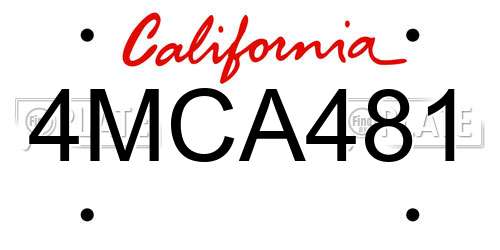 4MCA481 California License Plate