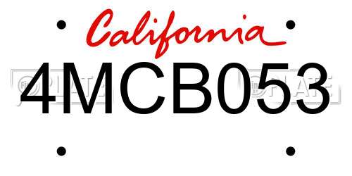 4MCB053 California License Plate