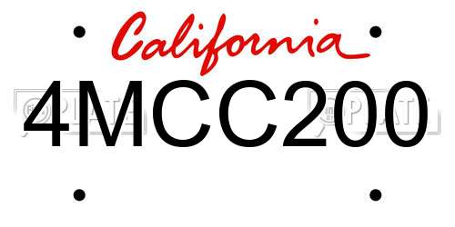 4MCC200 California License Plate