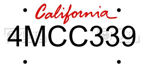 4MCC339 California License Plate
