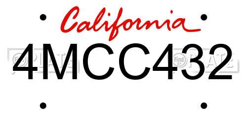 4MCC432 California License Plate