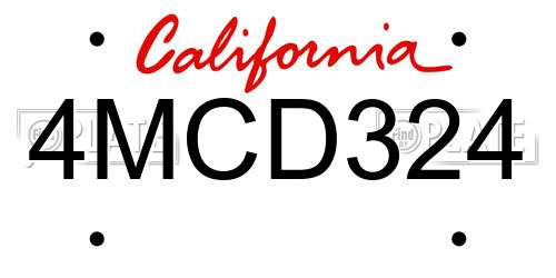 4MCD324 California License Plate