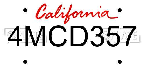 4MCD357 California License Plate