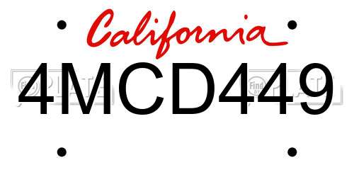 4MCD449 California License Plate