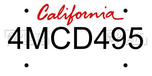 4MCD495 California License Plate