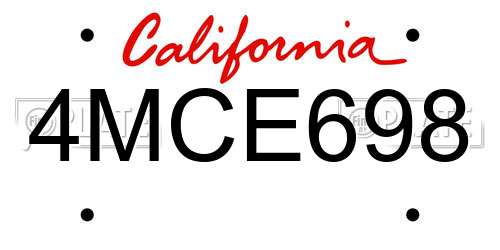 4MCE698 California License Plate