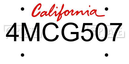 4MCG507 California License Plate