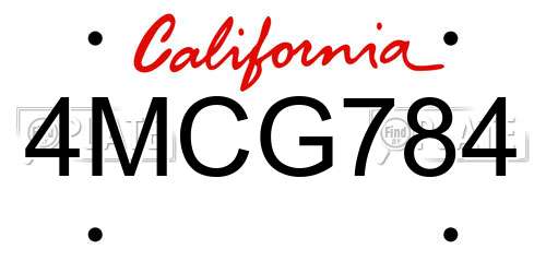 4MCG784 California License Plate