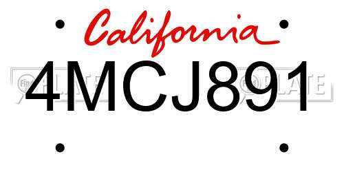4MCJ891 California License Plate