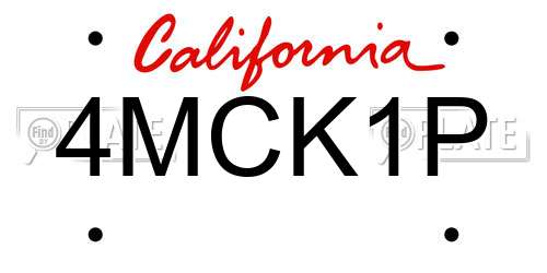 4MCK1P California License Plate