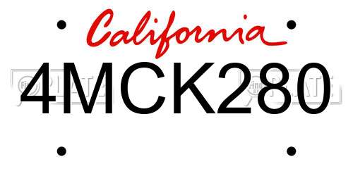 4MCK280 California License Plate