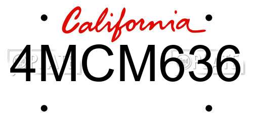 4MCM636 California License Plate