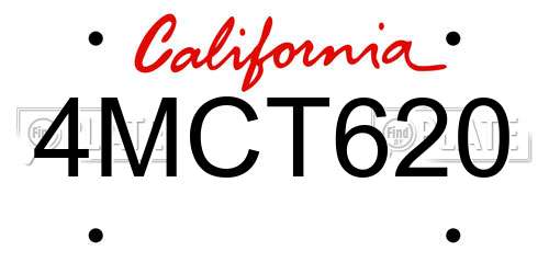 4MCT620 California License Plate