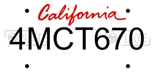4MCT670 California License Plate