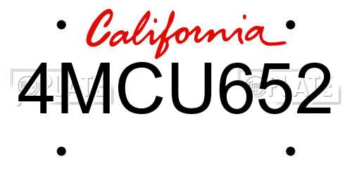 4MCU652 California License Plate