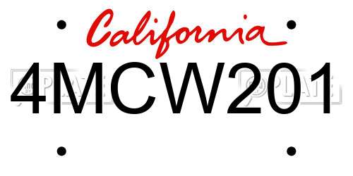4MCW201 California License Plate