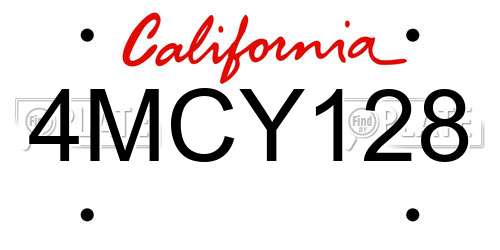 4MCY128 California License Plate