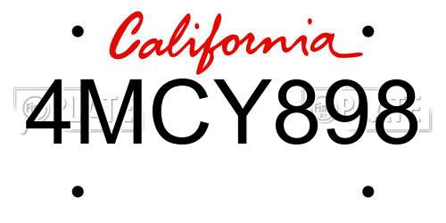 4MCY898 California License Plate