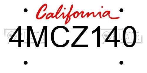 4MCZ140 California License Plate