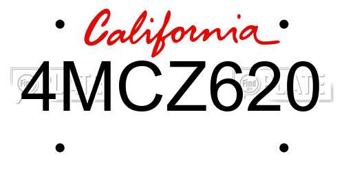 4MCZ620 California License Plate