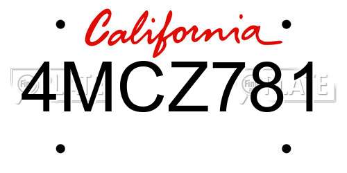 4MCZ781 California License Plate