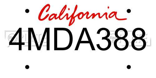 4MDA388 California License Plate