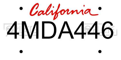 4MDA446 California License Plate