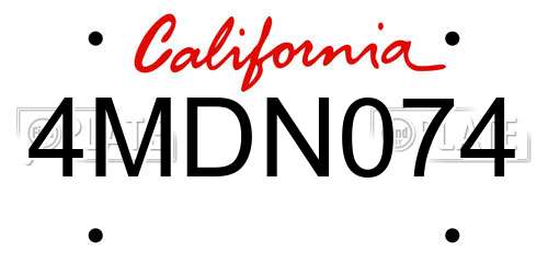 4MDN074 California License Plate