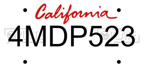 4MDP523 California License Plate