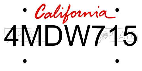 4MDW715 California License Plate