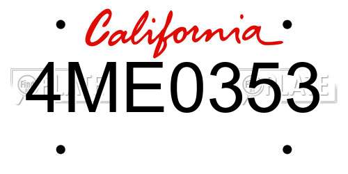 4ME0353 California License Plate