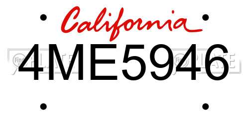 4ME5946 California License Plate